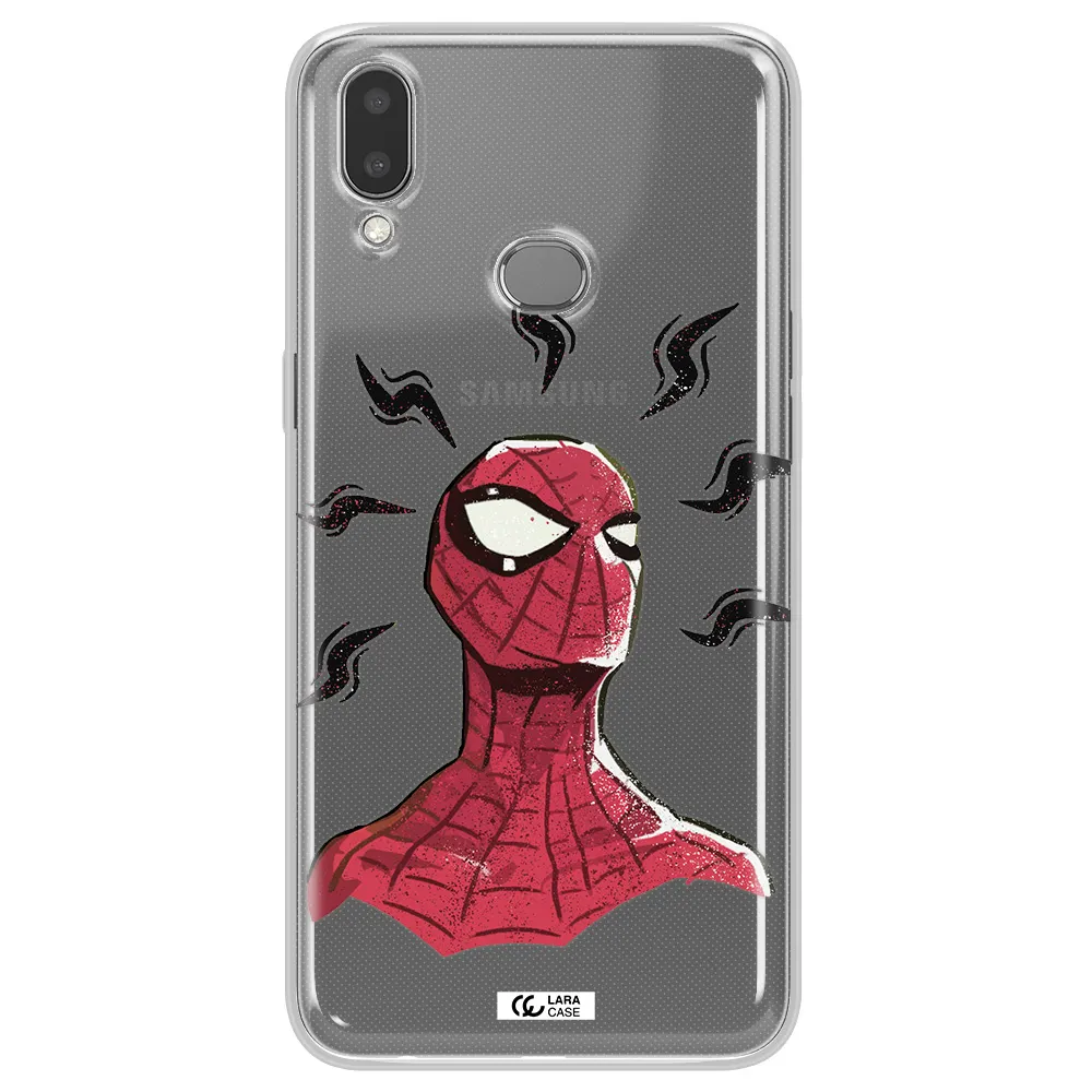a cartoon of a red spider man Samsung A10S Clear TPU Case