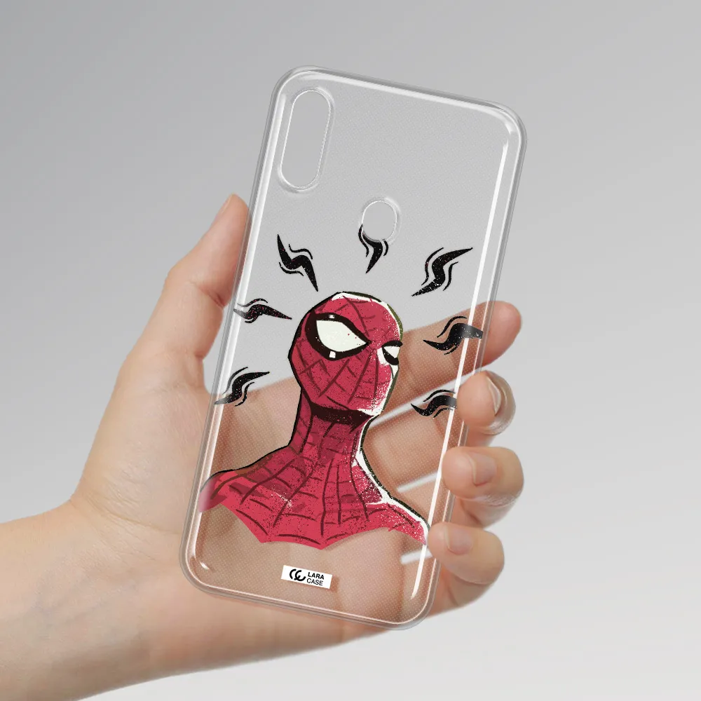 a cartoon of a red spider man Samsung A11 Clear TPU Case