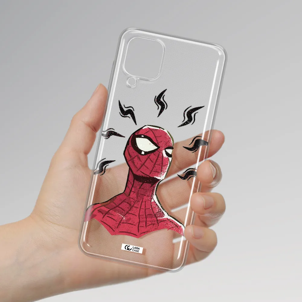 a cartoon of a red spider man Samsung A12 4g Clear TPU Case
