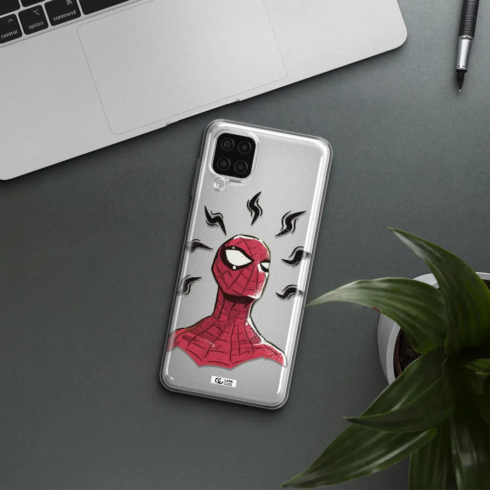 a cartoon of a red spider man Samsung A12 4g Clear TPU Case