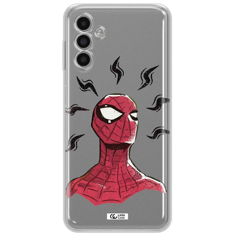 A Cartoon Of A Red Spider Man Samsung A13 5G Clear Tpu Case