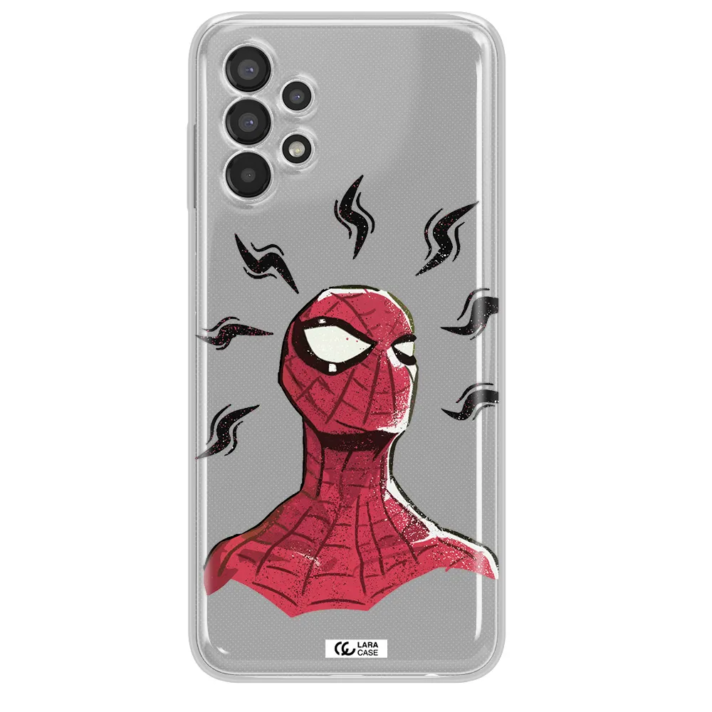 a cartoon of a red spider man Samsung A13 Clear TPU Case