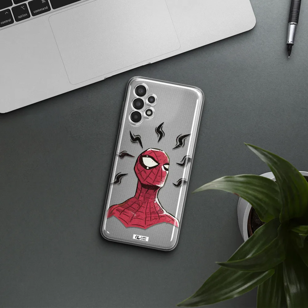 a cartoon of a red spider man Samsung A13 Clear TPU Case