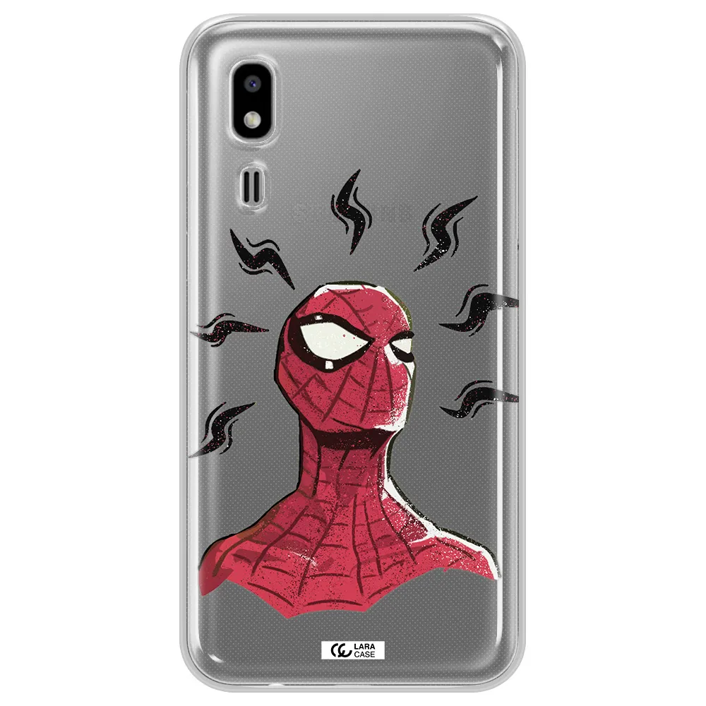 a cartoon of a red spider man Samsung A2 Core Clear TPU Case