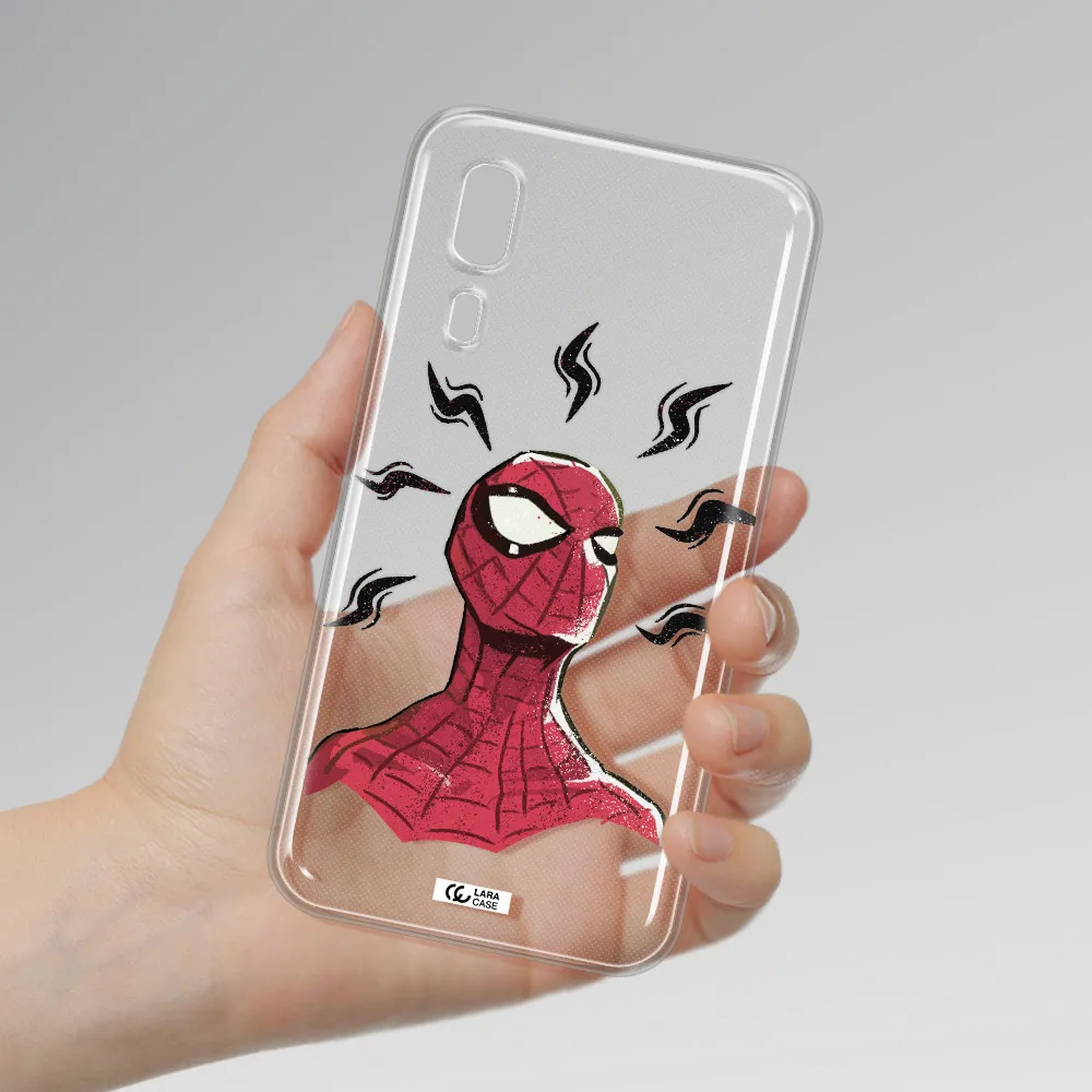 a cartoon of a red spider man Samsung A2 Core Clear TPU Case