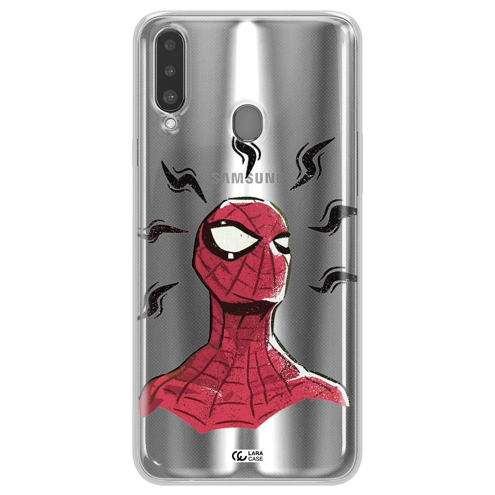 a cartoon of a red spider man Samsung A20S Clear TPU Case