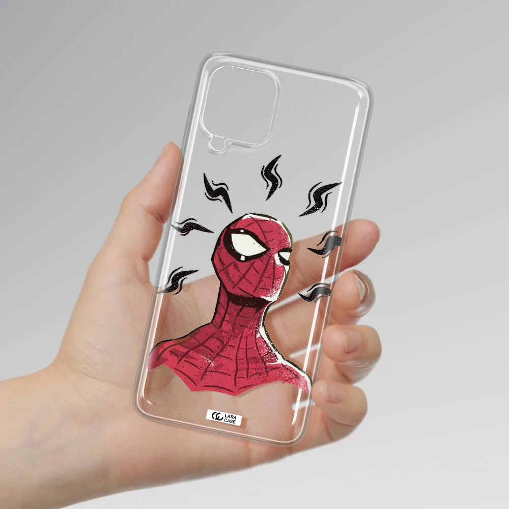 a cartoon of a red spider man Samsung A22 4g Clear TPU Case
