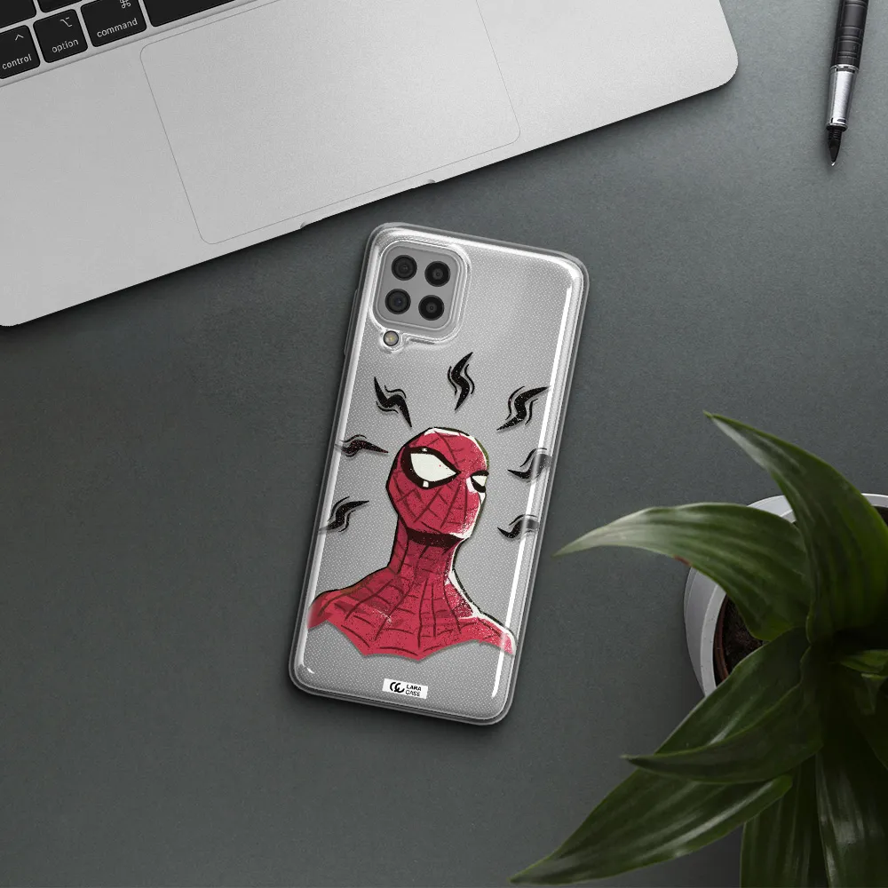 a cartoon of a red spider man Samsung A22 4g Clear TPU Case