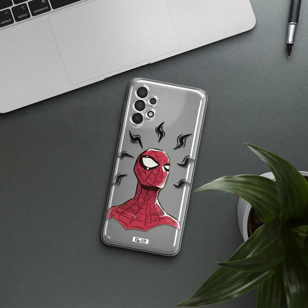 A Cartoon Of A Red Spider Man Samsung A32 4G Clear Tpu Case