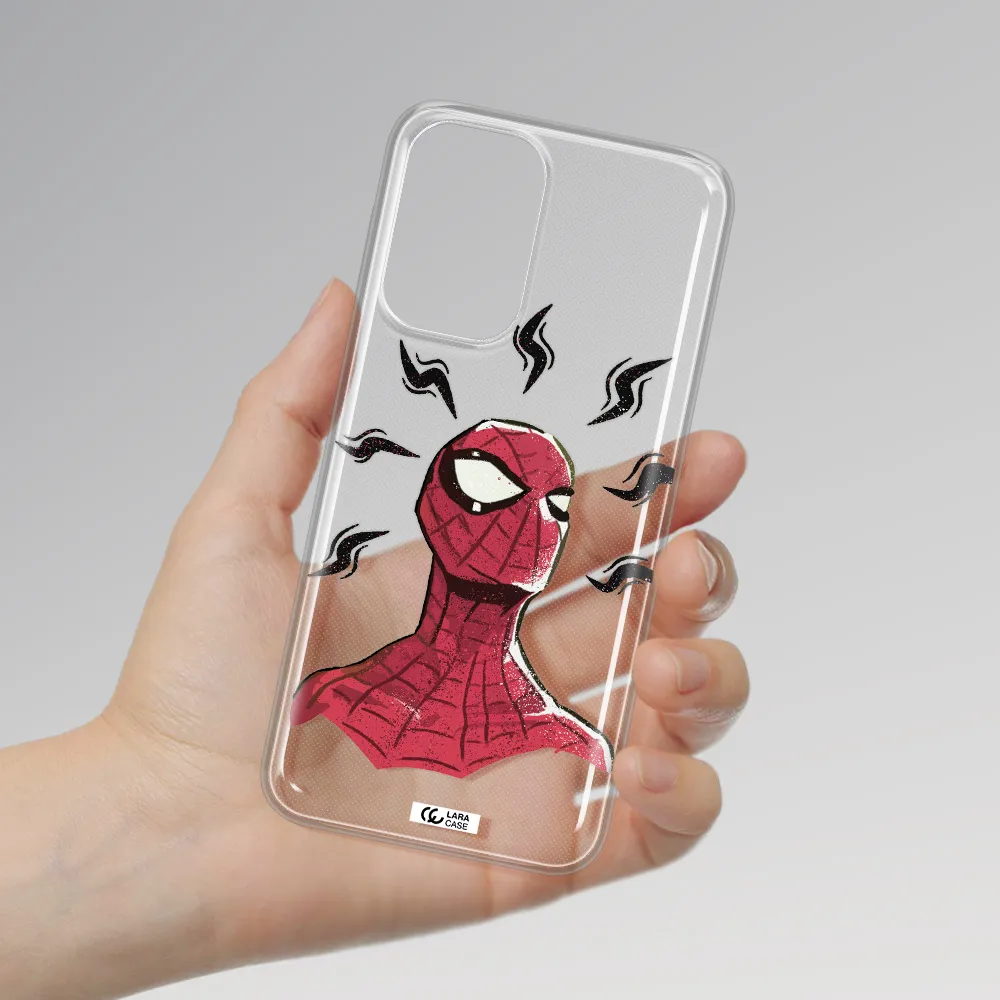 a cartoon of a red spider man Samsung A33 Clear TPU Case
