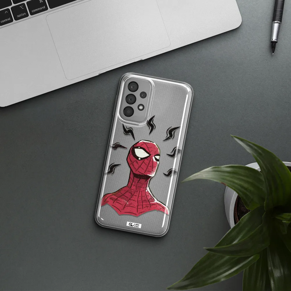 a cartoon of a red spider man Samsung A33 Clear TPU Case