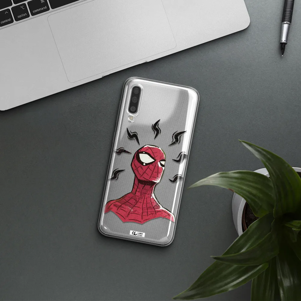 a cartoon of a red spider man Samsung A50 Clear TPU Case