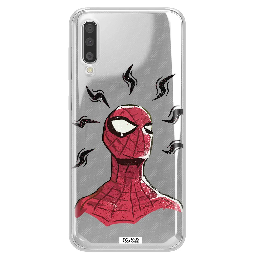 A Cartoon Of A Red Spider Man Samsung A50S Clear Tpu Case