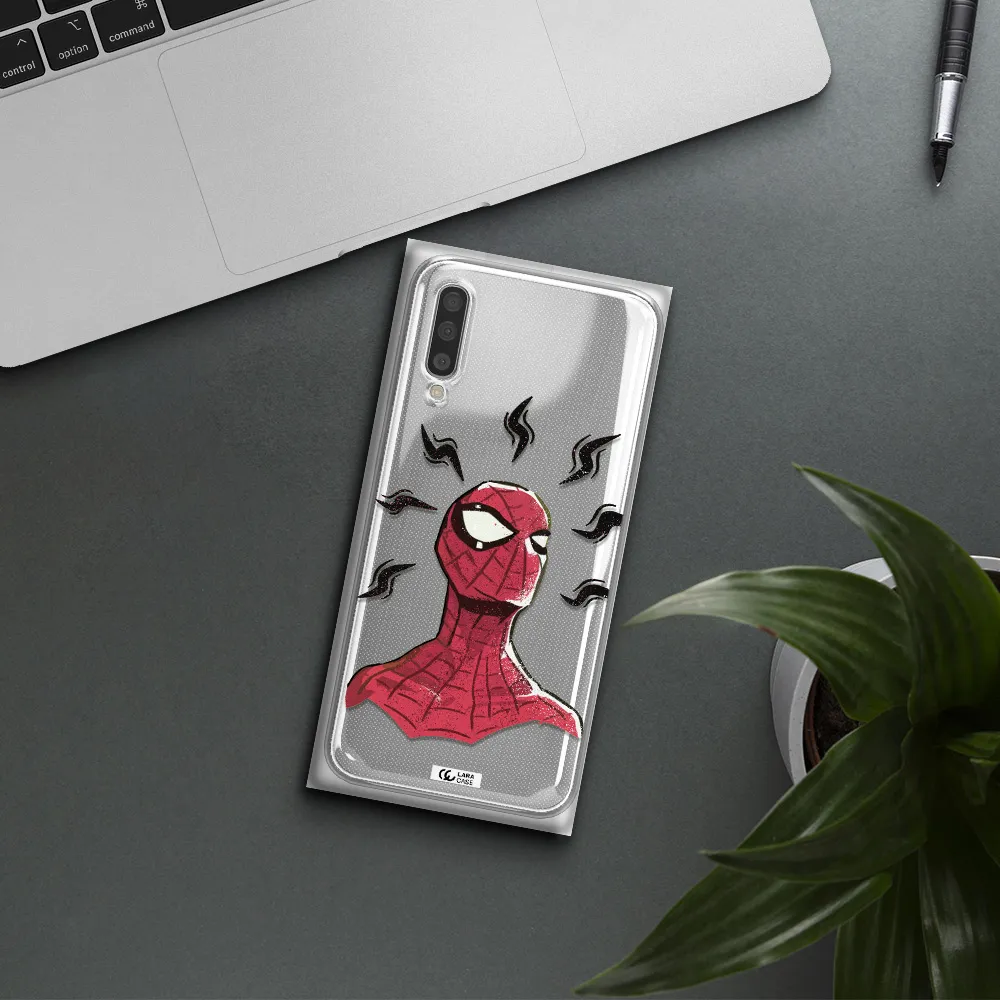 A Cartoon Of A Red Spider Man Samsung A50S Clear Tpu Case