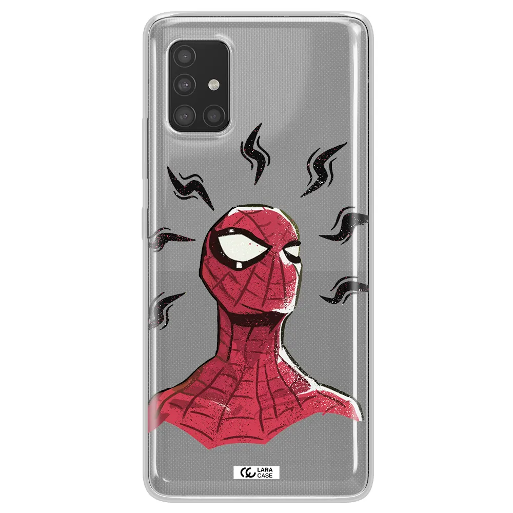a cartoon of a red spider man Samsung A51 Clear TPU Case