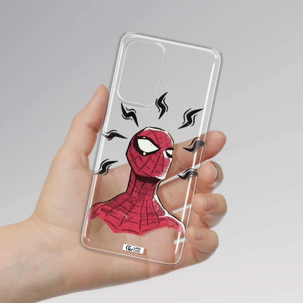 a cartoon of a red spider man Samsung A53 Clear TPU Case