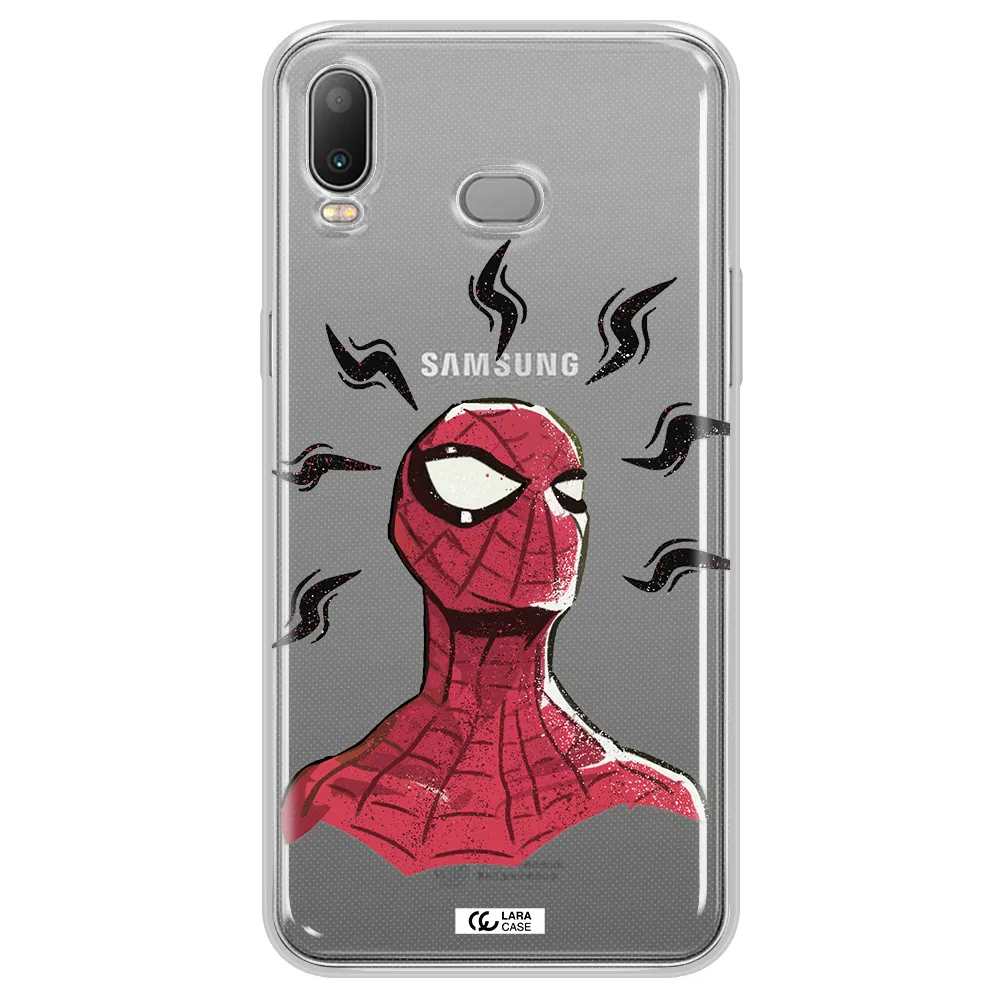 a cartoon of a red spider man Samsung A6S Clear TPU Case