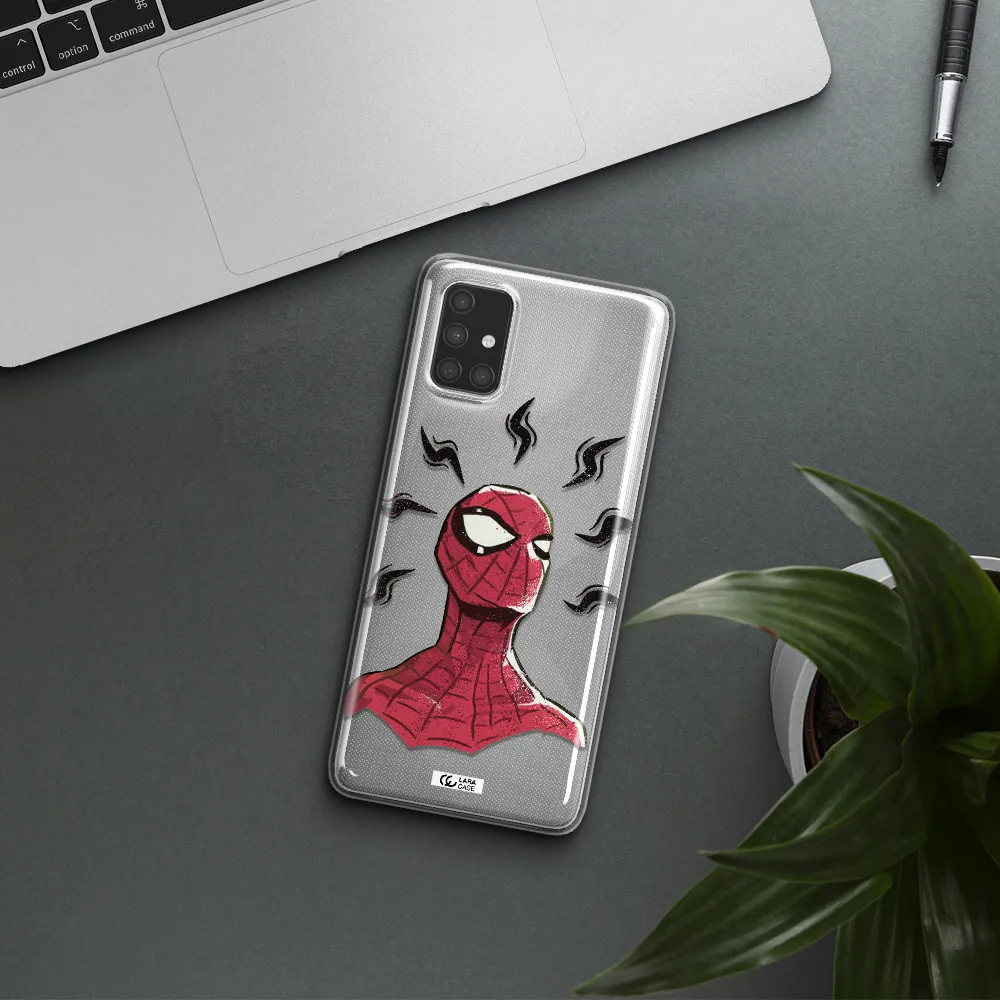 a cartoon of a red spider man Samsung A71 Clear TPU Case