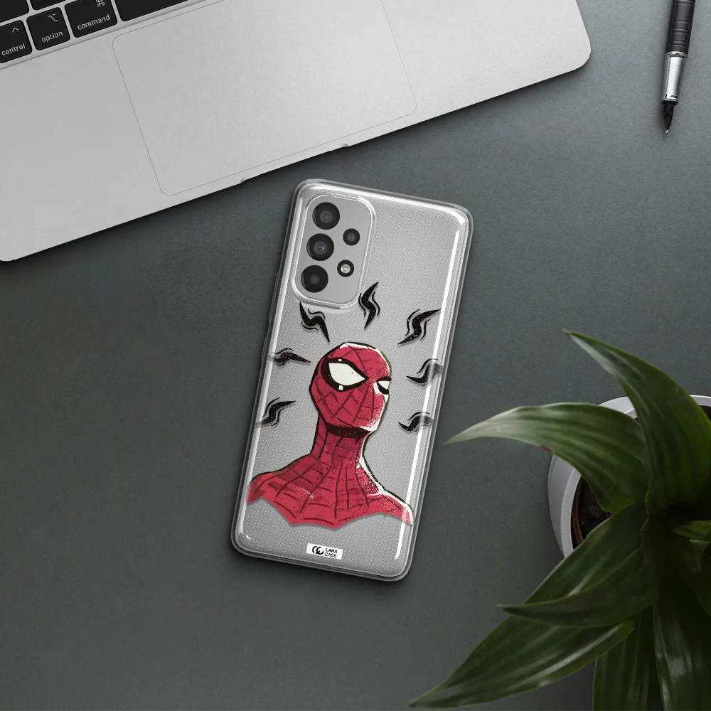 a cartoon of a red spider man Samsung A73 Clear TPU Case