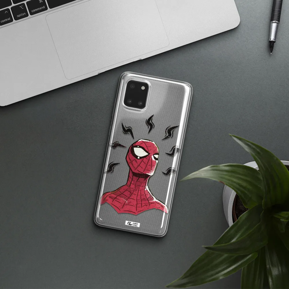 a cartoon of a red spider man Samsung A81 Clear TPU Case
