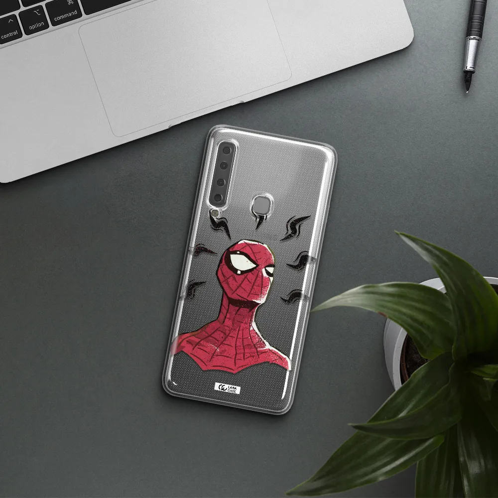 a cartoon of a red spider man Samsung A9 2018 Clear TPU Case