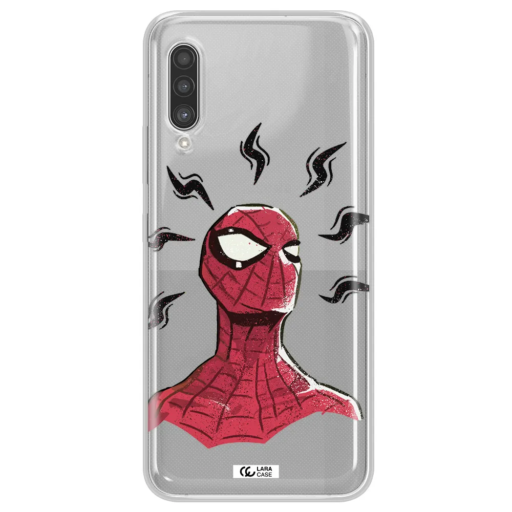 a cartoon of a red spider man Samsung A90 Clear TPU Case