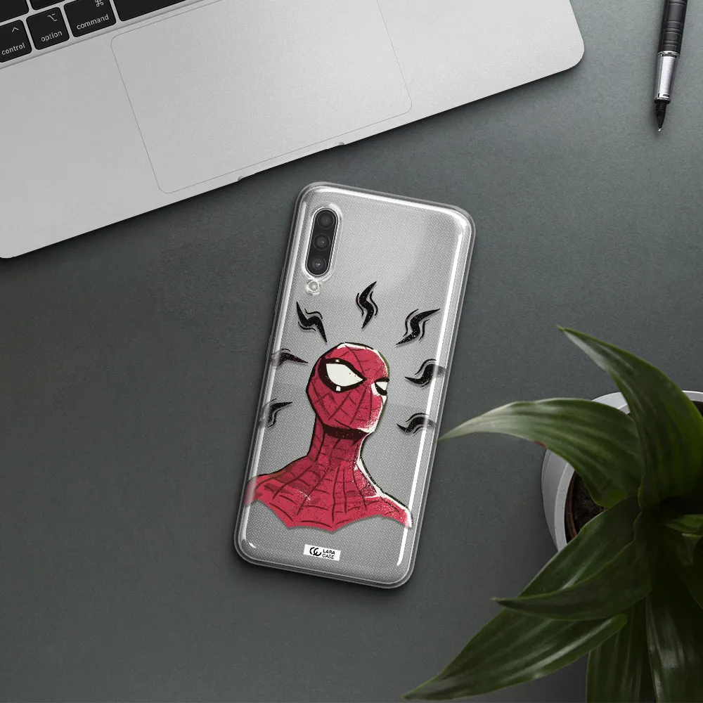a cartoon of a red spider man Samsung A90 Clear TPU Case