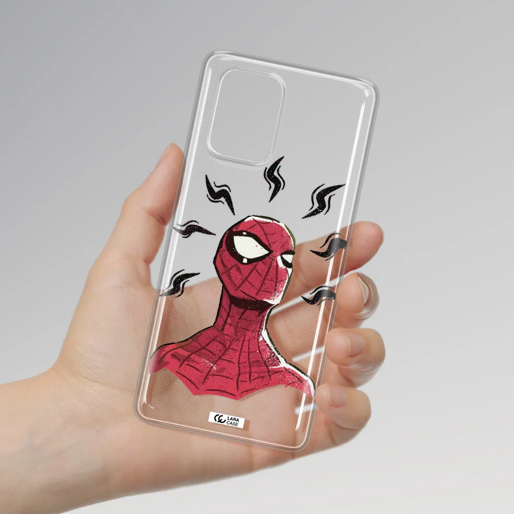 a cartoon of a red spider man Samsung A91 Clear TPU Case