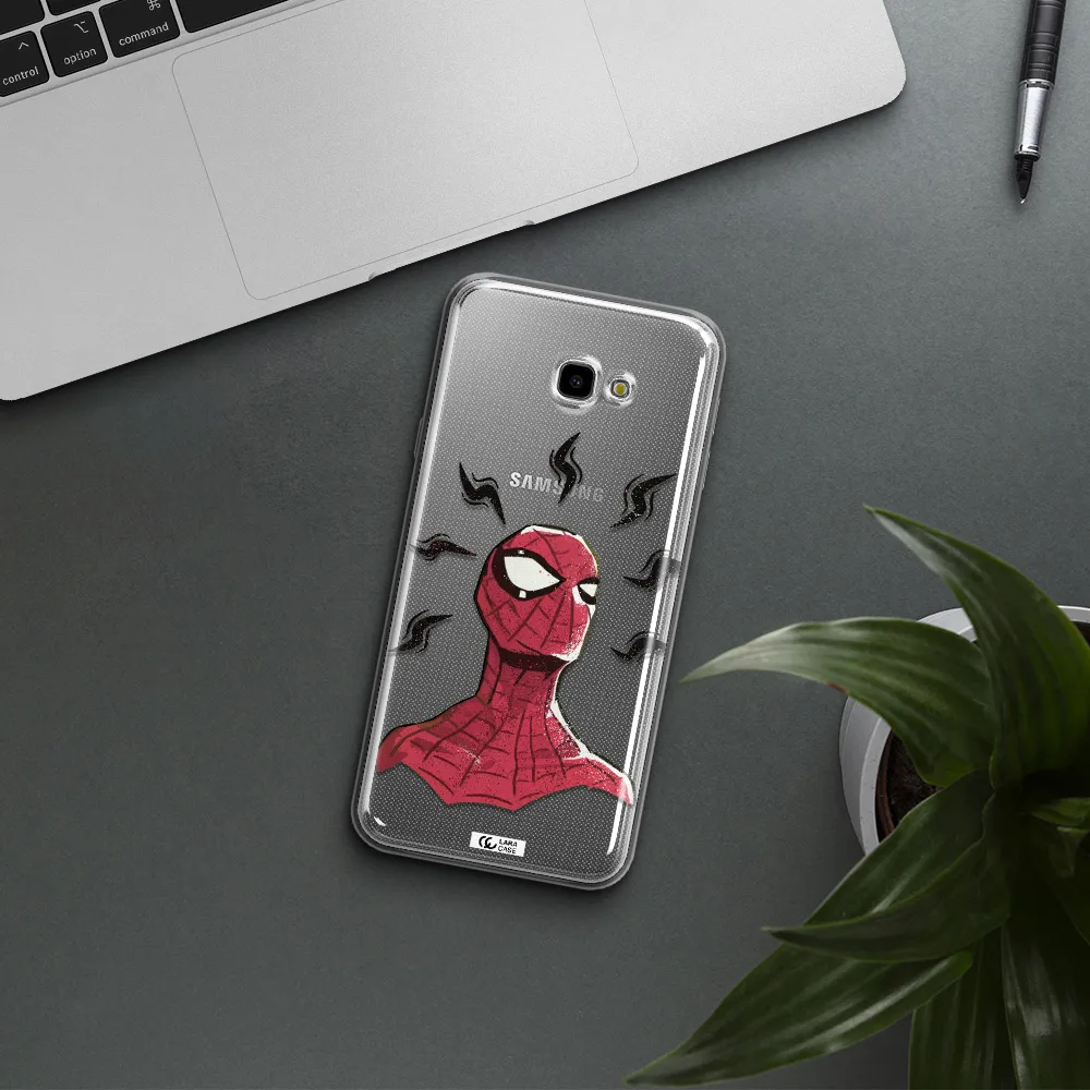 a cartoon of a red spider man Samsung J4 Plus Clear TPU Case