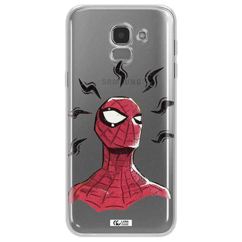 a cartoon of a red spider man Samsung J6 Clear TPU Case