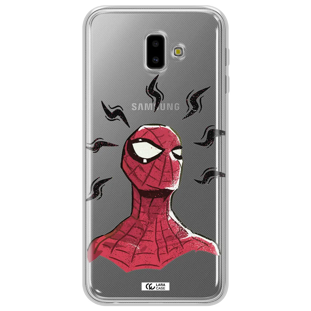 a cartoon of a red spider man Samsung J6 Plus Clear TPU Case