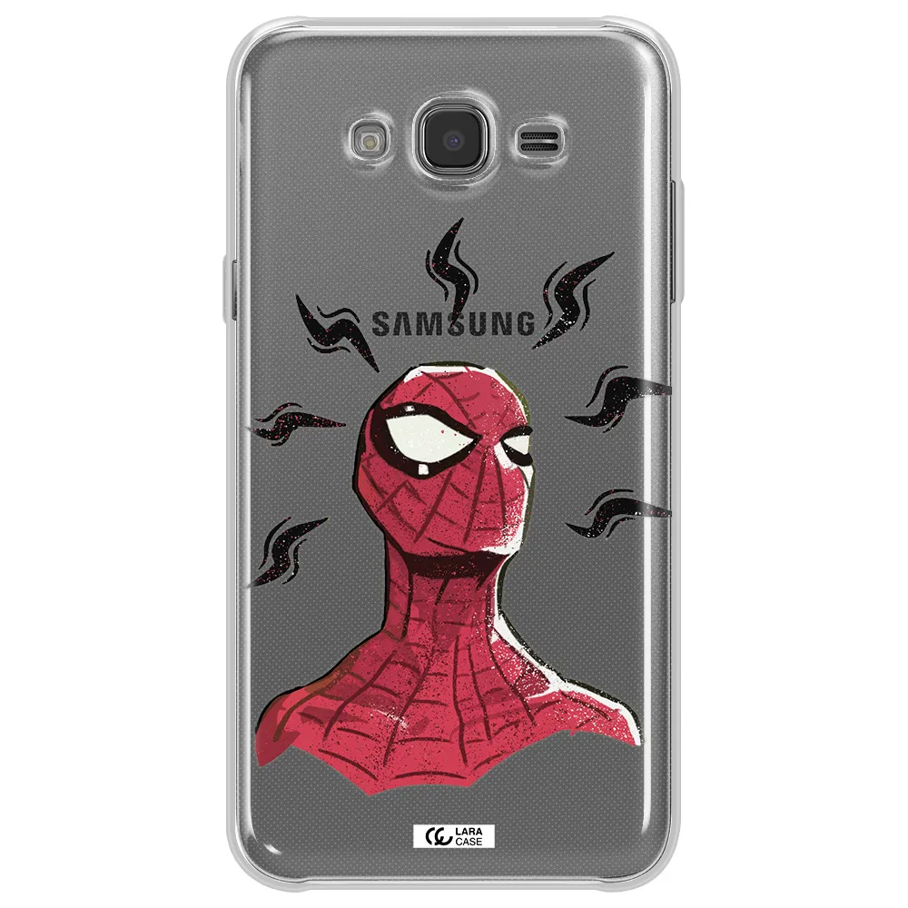 a cartoon of a red spider man Samsung J7 Clear TPU Case