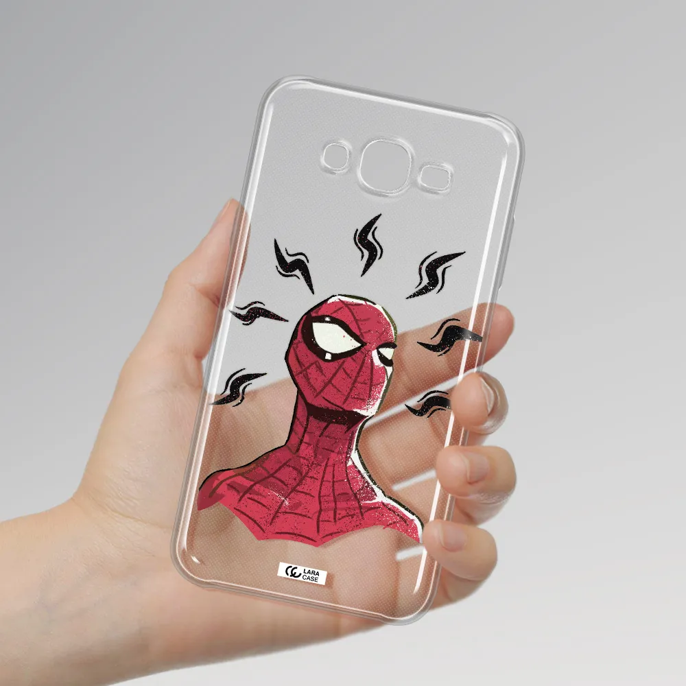 a cartoon of a red spider man Samsung J7 Core Clear TPU Case