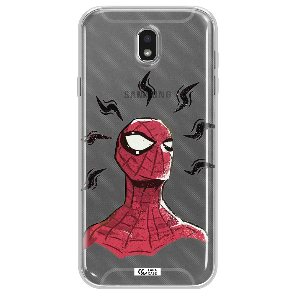 a cartoon of a red spider man Samsung J7 Pro Clear TPU Case