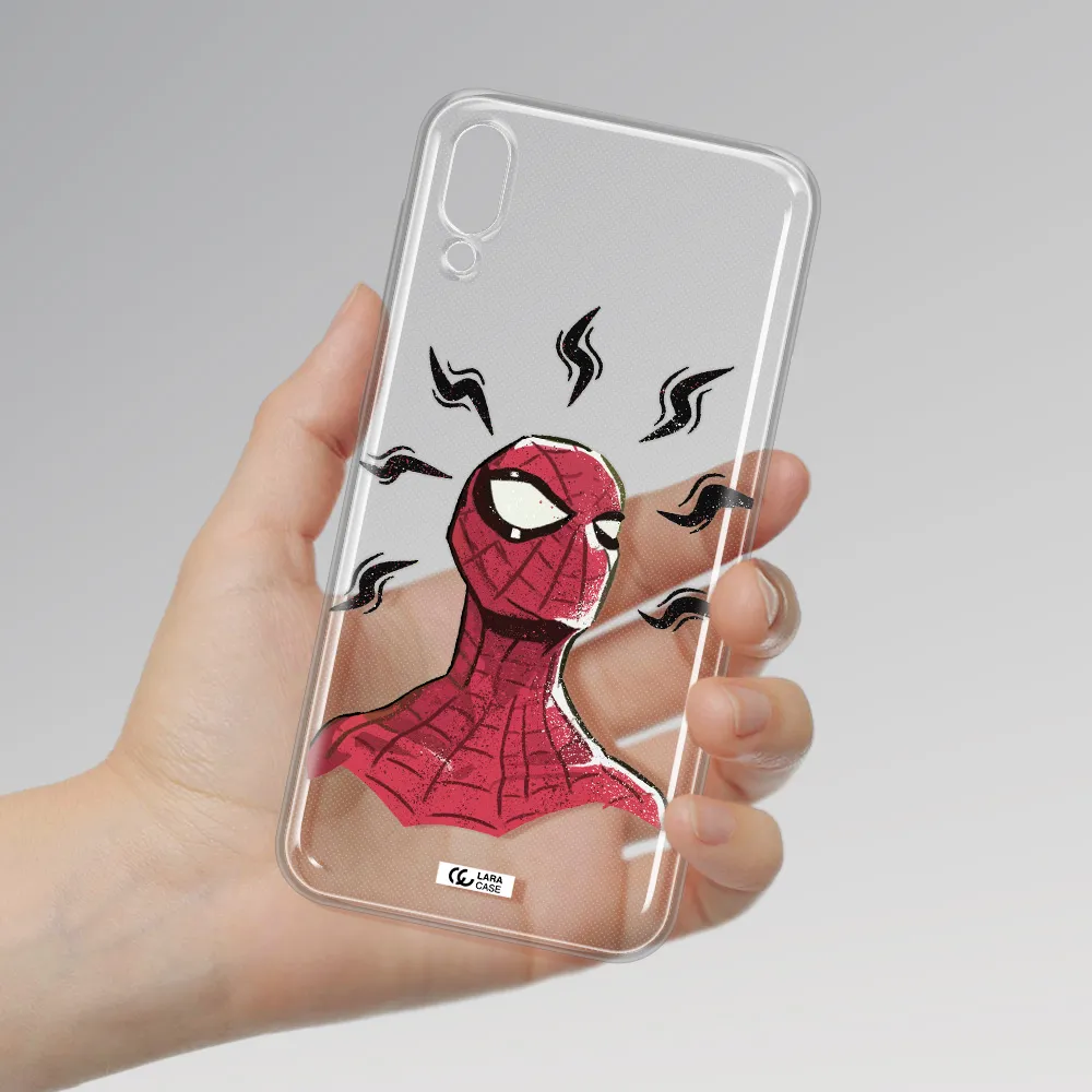 a cartoon of a red spider man Samsung M10 Clear TPU Case