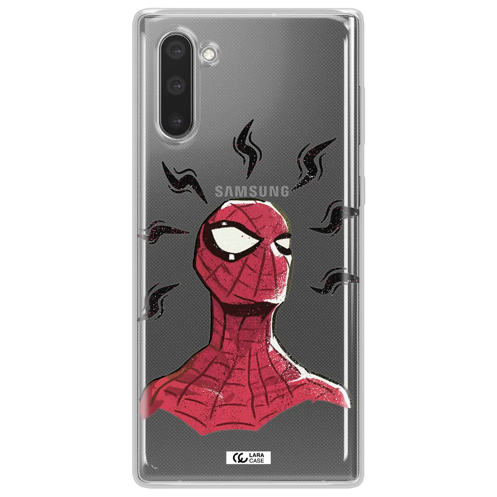 a cartoon of a red spider man Samsung Note 10 Clear TPU Case