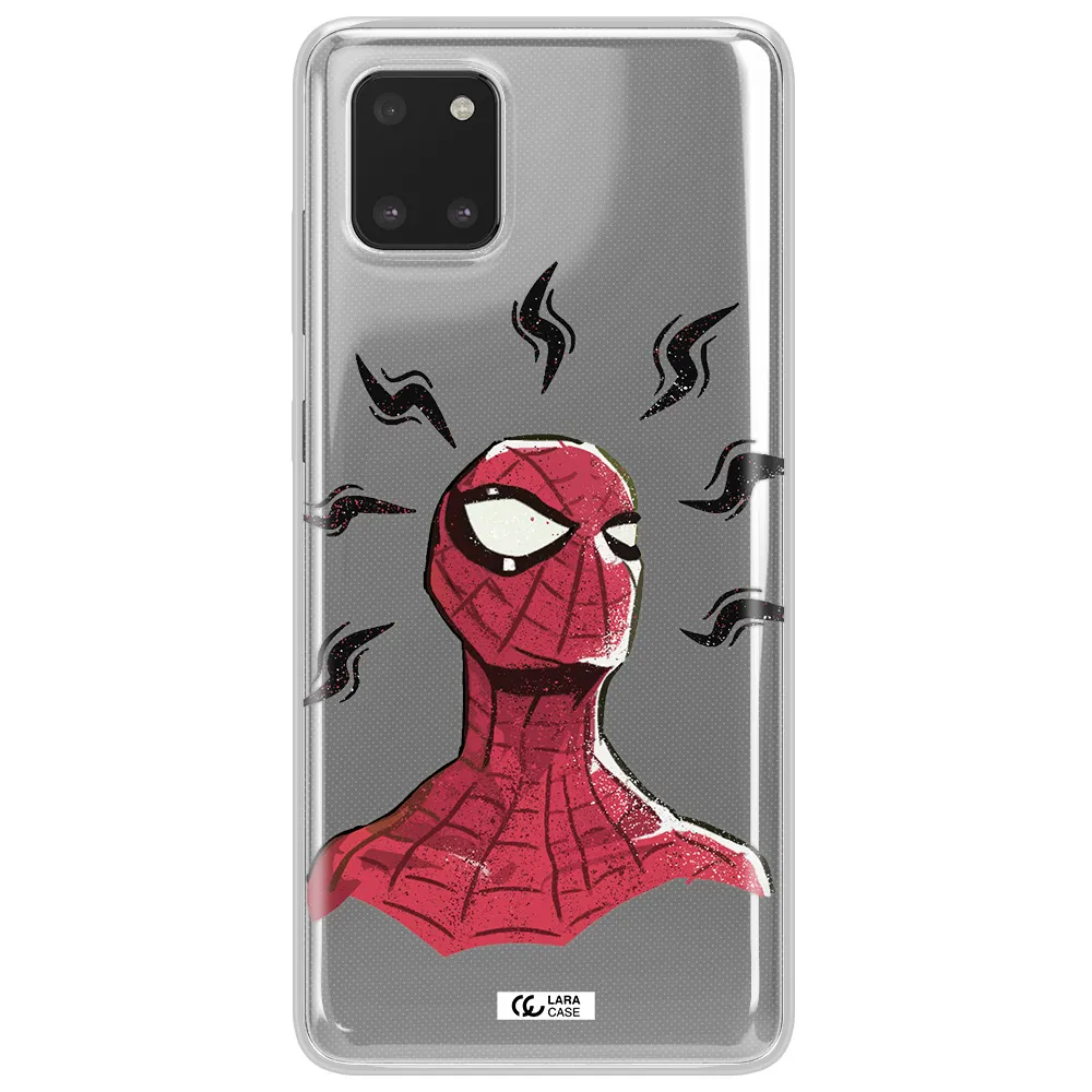 a cartoon of a red spider man Samsung Note 10 Lite Clear TPU Case