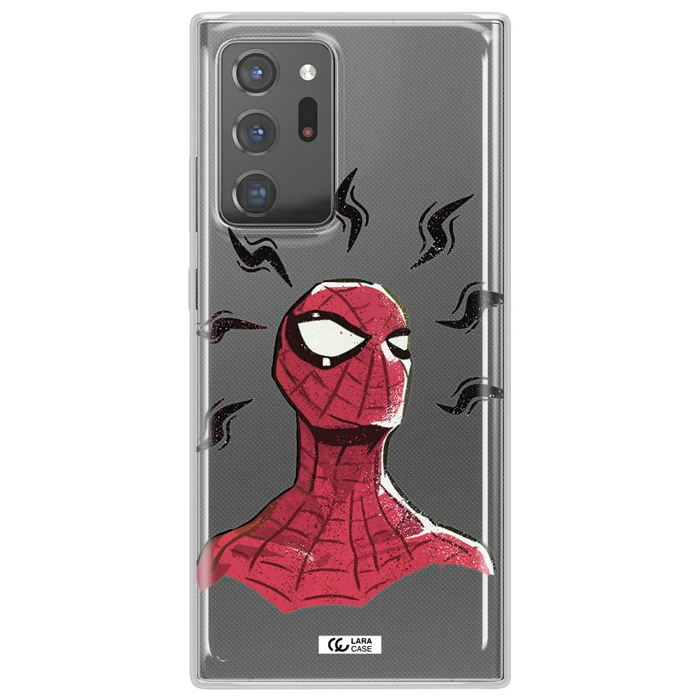 a cartoon of a red spider man Samsung Note 20 Ultra Clear TPU Case