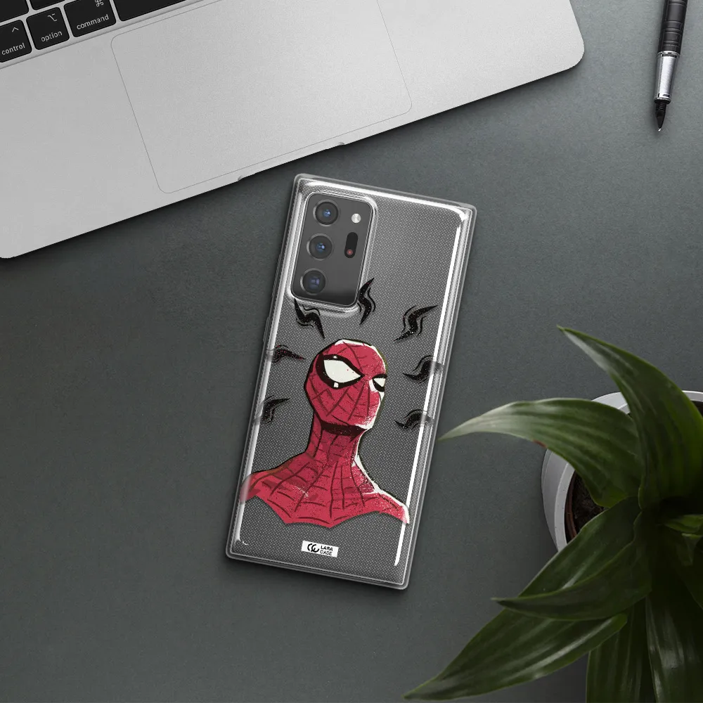 a cartoon of a red spider man Samsung Note 20 Ultra Clear TPU Case