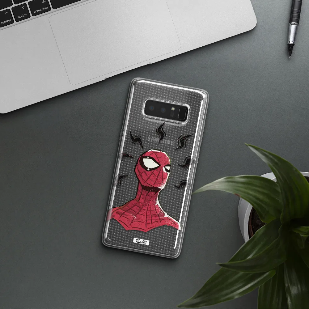 a cartoon of a red spider man Samsung Note 8 Clear TPU Case