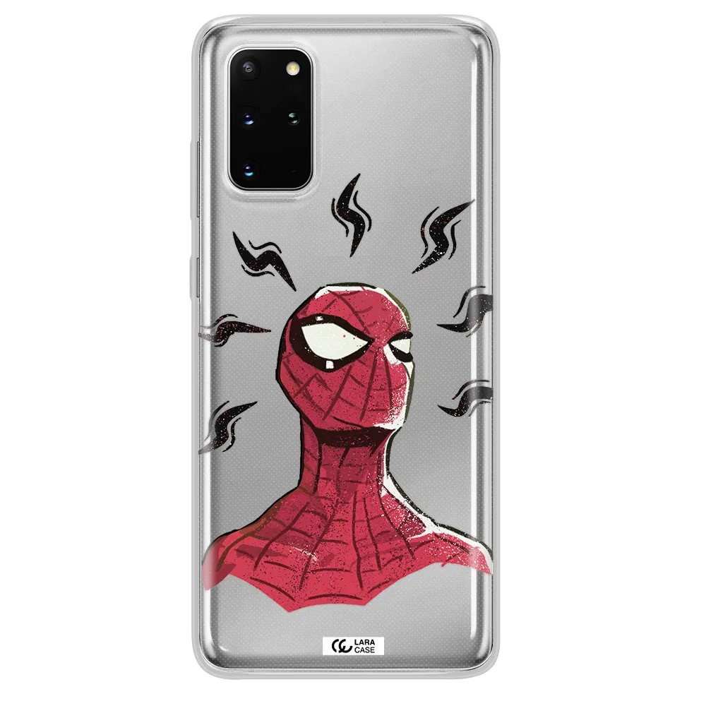 a cartoon of a red spider man Samsung S 20 Plus Clear TPU Case