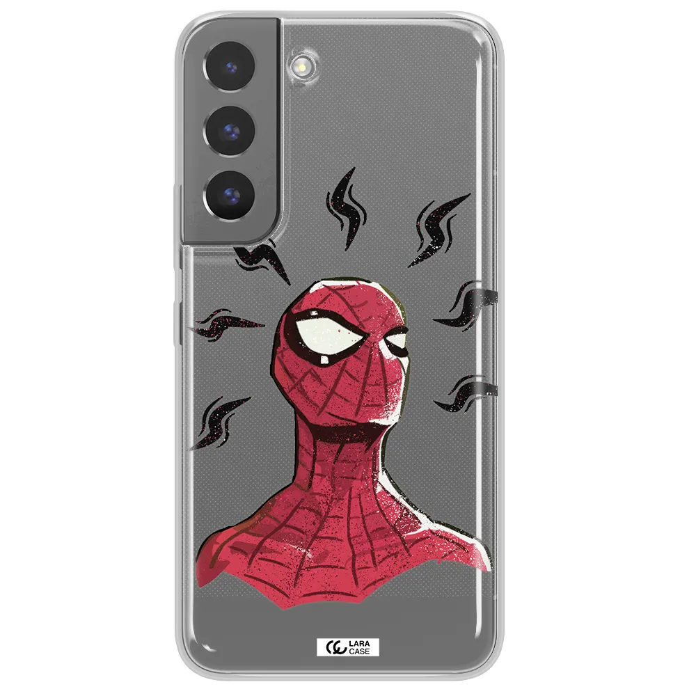 a cartoon of a red spider man Samsung S 22 Clear TPU Case