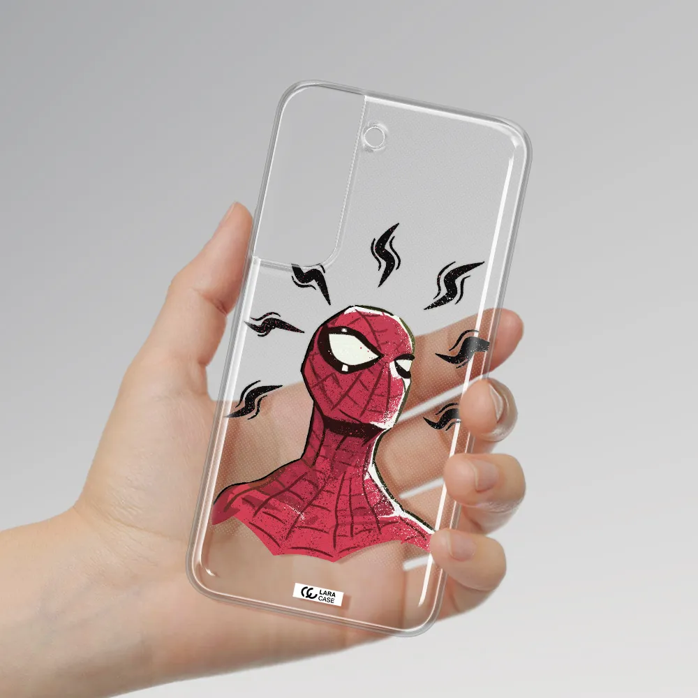 a cartoon of a red spider man Samsung S 22 Clear TPU Case