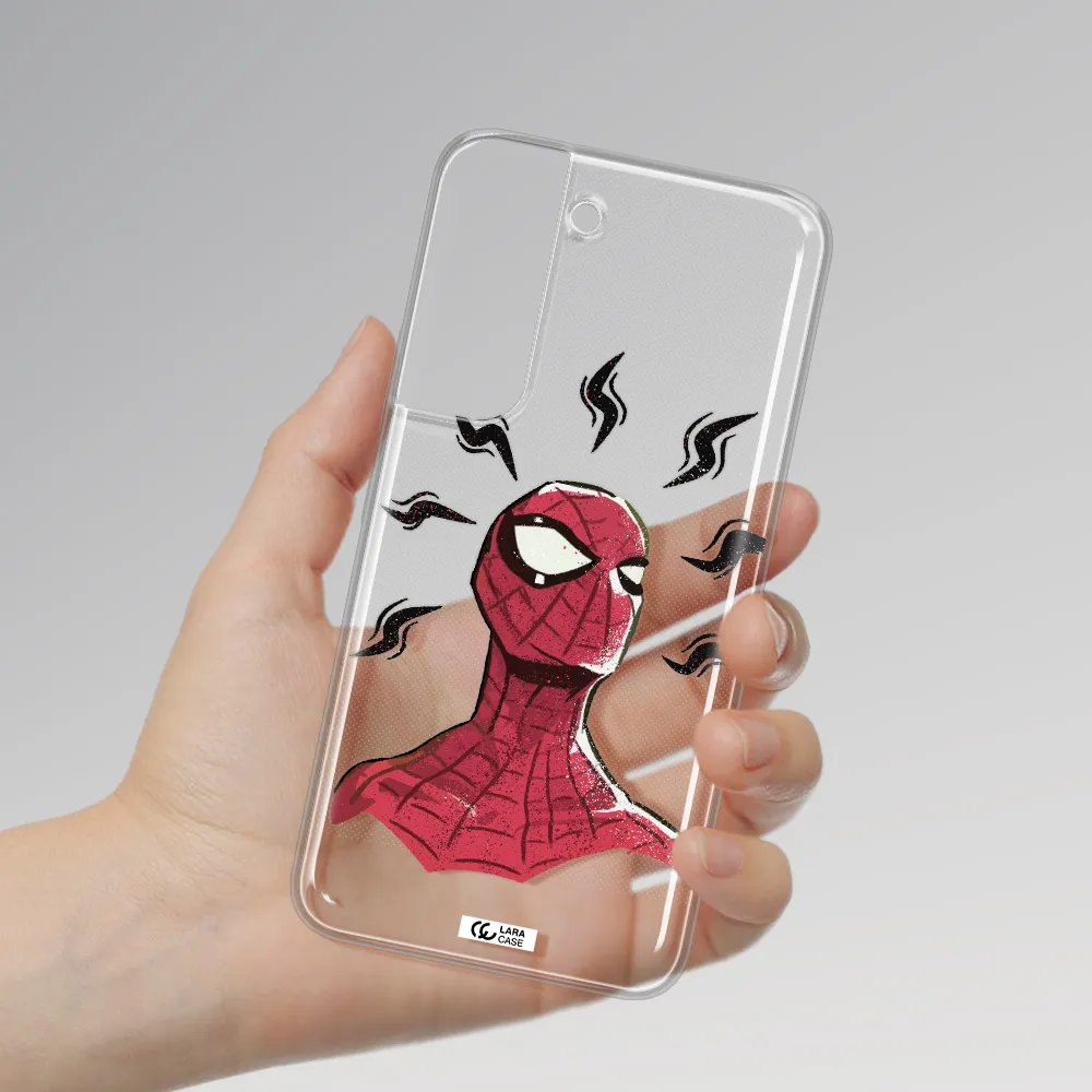 a cartoon of a red spider man Samsung S 22 Plus Clear TPU Case