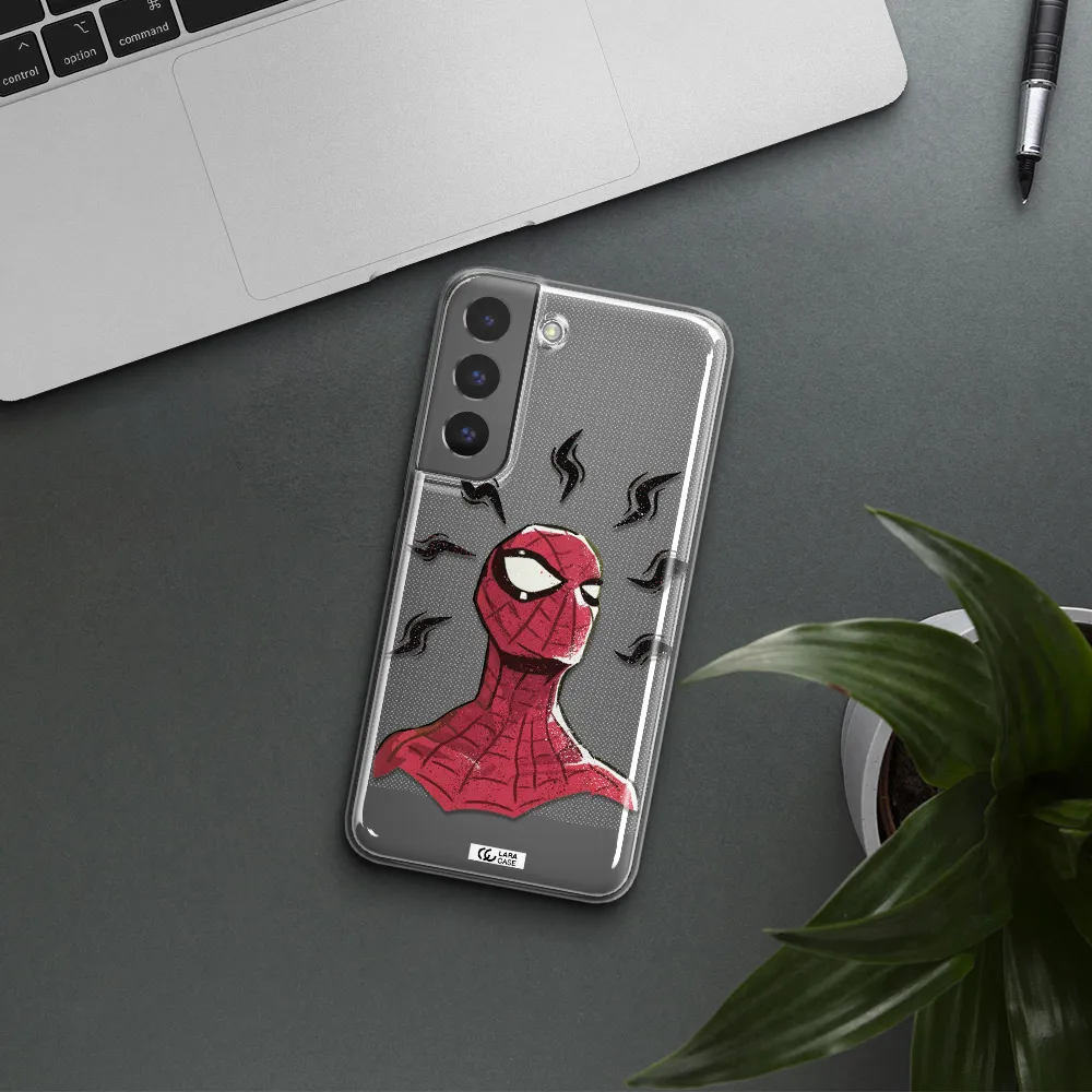a cartoon of a red spider man Samsung S 22 Plus Clear TPU Case