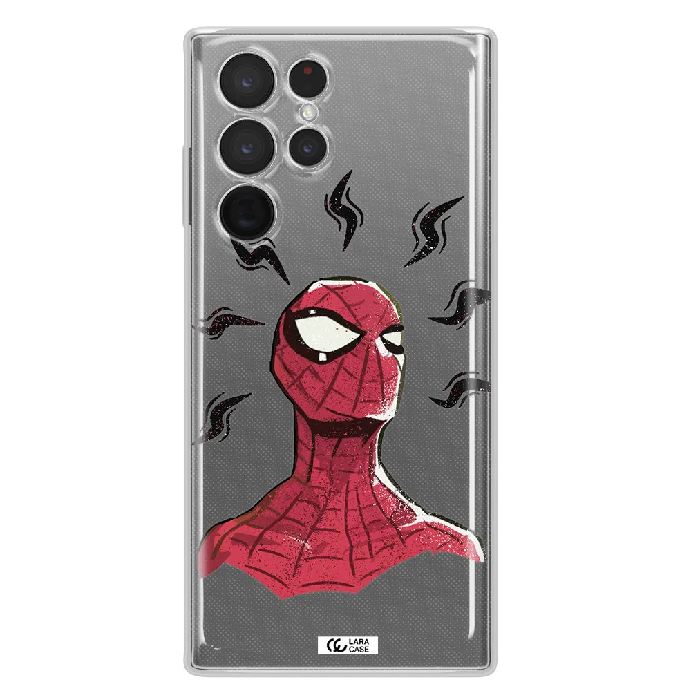 a cartoon of a red spider man Samsung S 22 Ultra Clear TPU Case