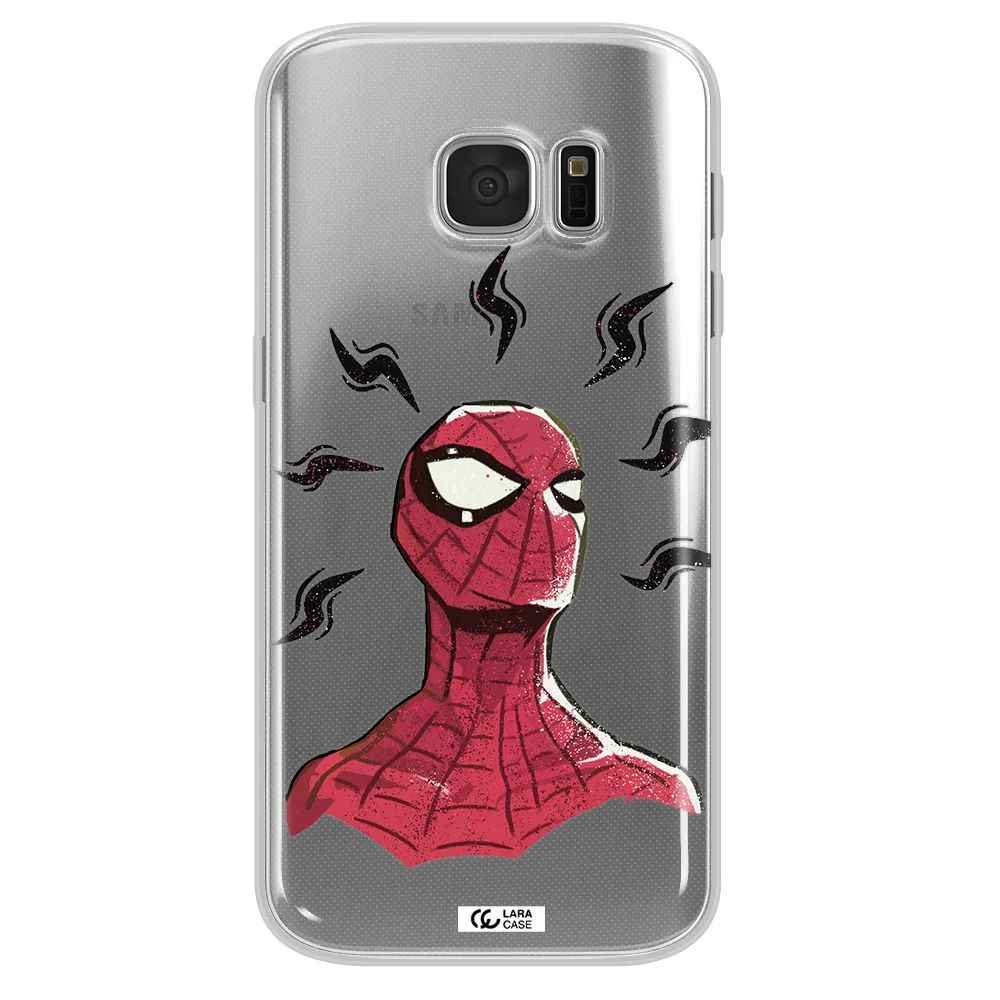 a cartoon of a red spider man Samsung S 7 Clear TPU Case