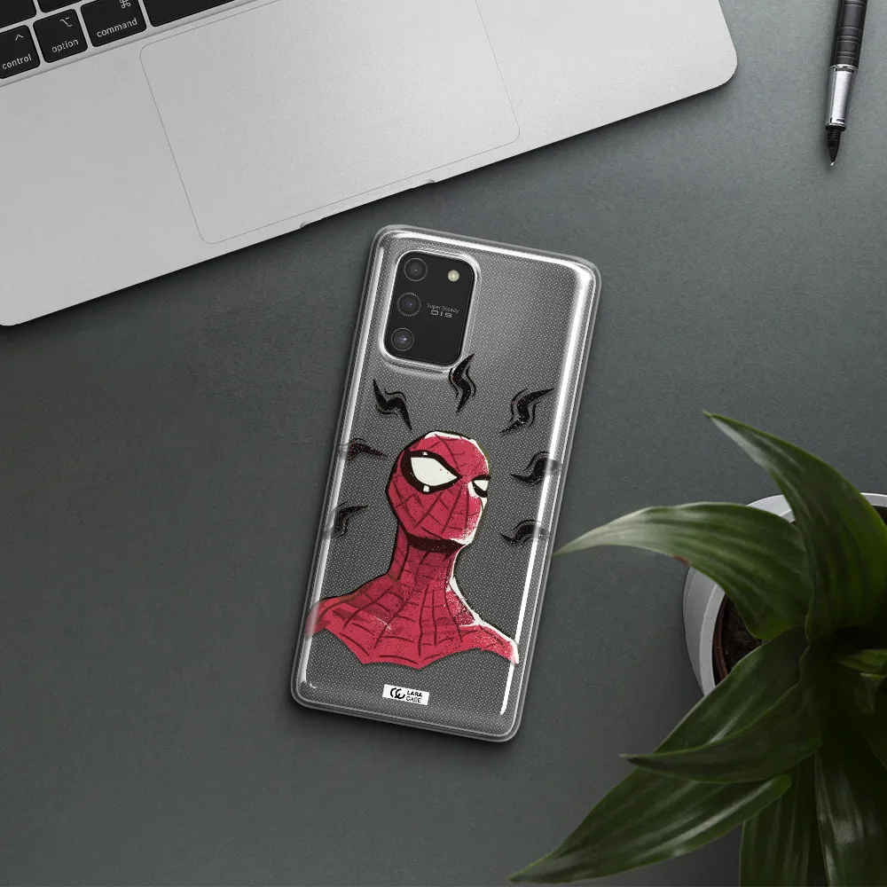 a cartoon of a red spider man Samsung S10 Lite Clear TPU Case