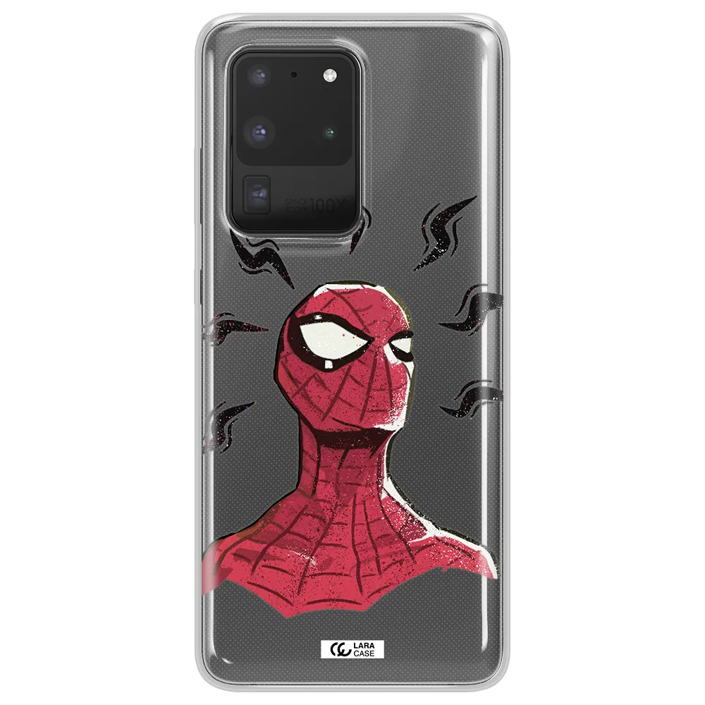 a cartoon of a red spider man Samsung S20 Ultra Clear TPU Case