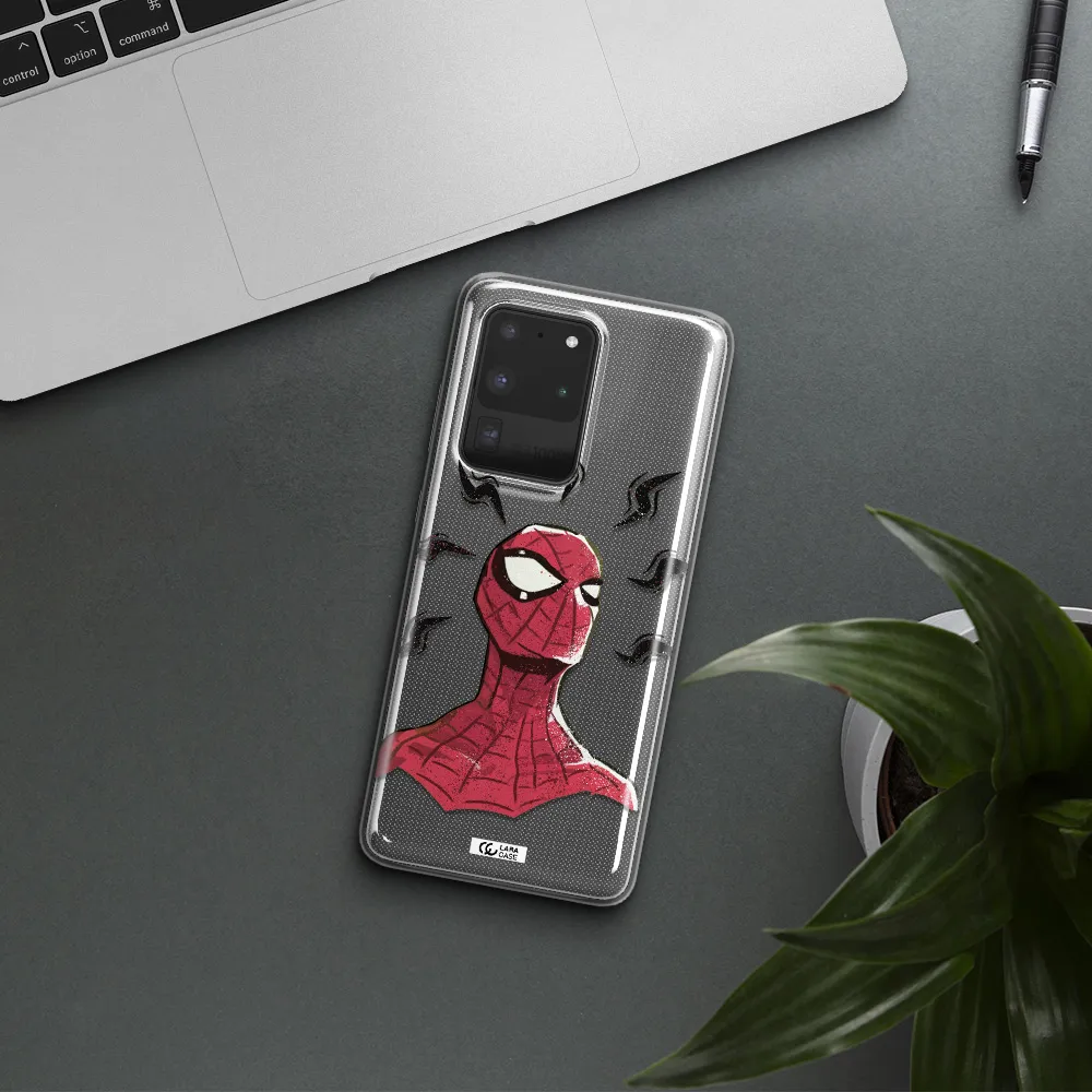 a cartoon of a red spider man Samsung S20 Ultra Clear TPU Case